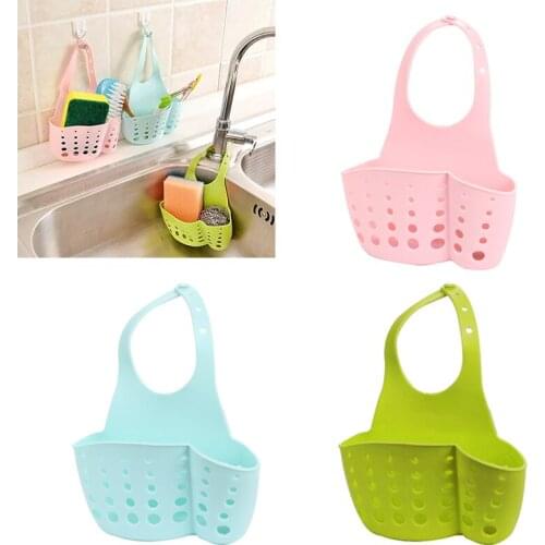 Portable Home Kitchen Bathroom Sink Sponge Hanging PVC Shelving Rack Drain Faucet Storage Pail Shelves Tools Holder