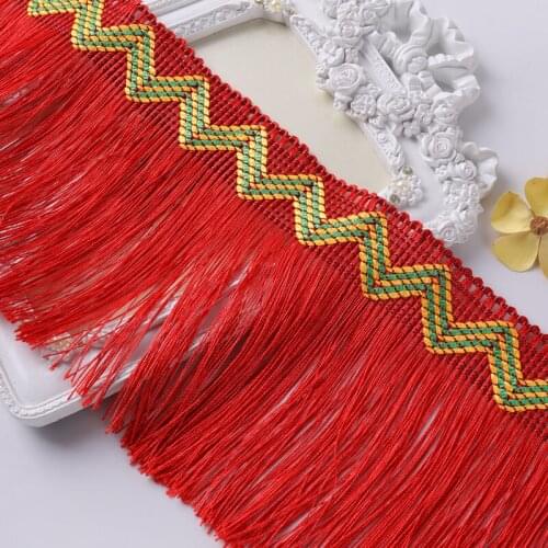 QGVLish 12M/lot 15cm Wide Tassel Fringe Lace Curtain Lace Trims Ribbons DIY Sewing For Sofa Latin Dress Stage Lamp Curtain Decor