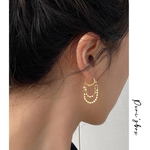 PerisBox Double Layers Beaded Gold Earrings Tassel Circle Geometric Earrings for Women Minimalist Small Hoop Earrings 2020 Hot