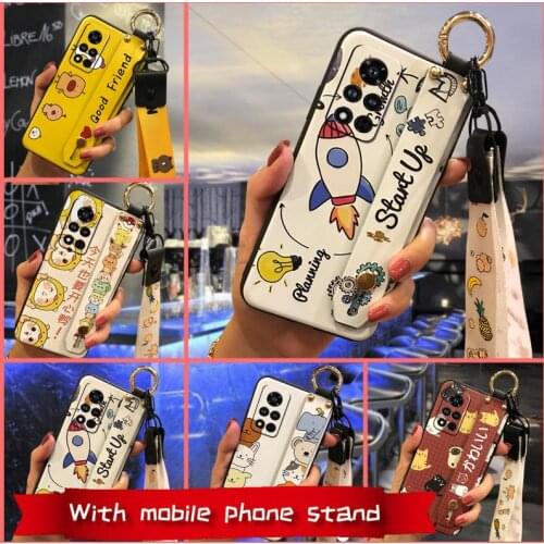 Kickstand Silicone Phone Case For Huawei Honor V40 5G For Woman New Lanyard Anti-dust Cute