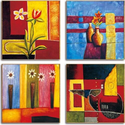 Modern Abstract Flower and Vase Multi Colors Canvas Paintings Giclee Wall Art Decal Pictures Nordic Posters Prints Home Décor