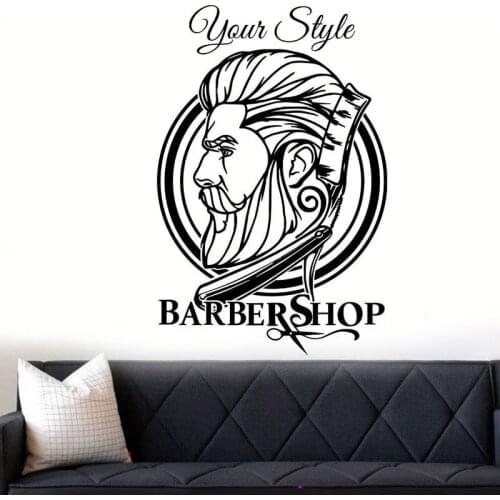 Barbershop Logo Vinyl Sticker Barber Shop Window Decal Hair Cut And Shaves Wall Art Mural Hair Salon Decor Home Decoration