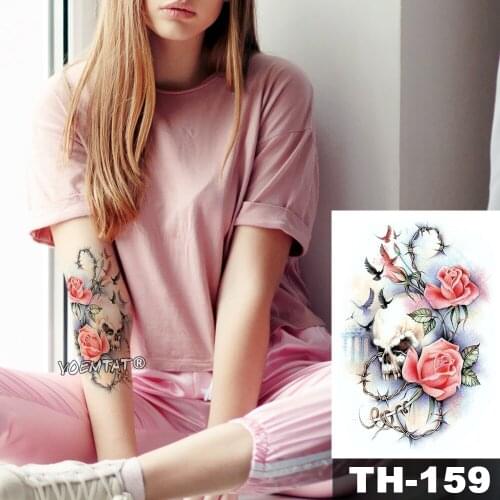 Waterproof Temporary Tattoo Sticker Pigeon Skull Rose pattern Water Transfer Flower vine body art flash fake tatoo