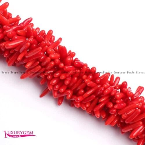 High Quality 3-4mmx10-14mm Smooth Red Color Natural Coral Toothpick Shape DIY Gems Loose Beads Strand 15" Jewelry Making w4063
