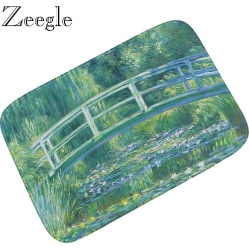 Zeegle Flannel Doormat Home Decoration Non-slip Floor Mat Outdoor Front Doormat Living Room Rug Water Absorption Bathroom Carpet
