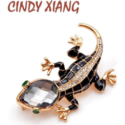 CINDY XIANG Crystal Lizard Brooches for Women Cute Fashion Animal Pins Summer Style Shining Jewelry Kids Accessories Good Gift