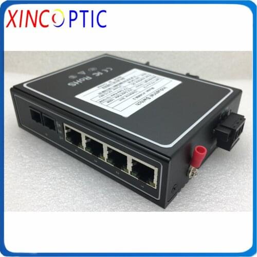 1Dual Fiber+4RJ45, SM 1310nm, 20km, SC,10/100M Megabit Industrial Media Converter