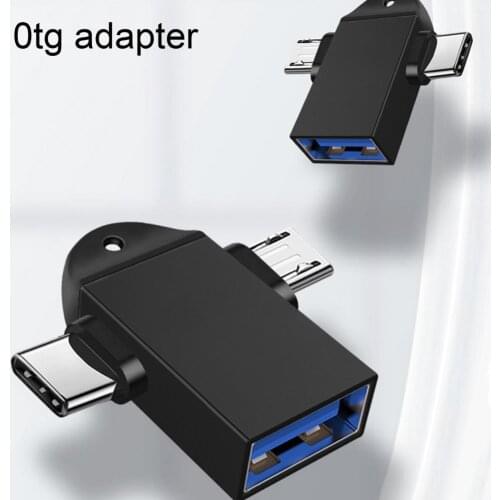 1PCS 2-in-1 Micro USB Type-C To USB3.0 OTG Adapter Data Cable Converter With Lanyard/chain For Xiaomi Huawei Samsung For Android