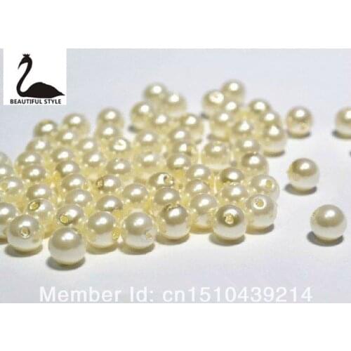 100pcs DIY Pearl Loose Beads 14mm ABS Round Pearl beads Ivory Color