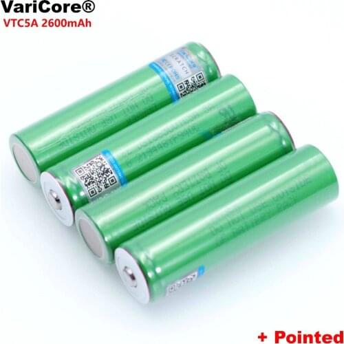 4pcs VariCore VTC5A 2600mAh 3.6V 18650 Lithium Battery 30A Discharge for US18650VTC5 batteries +Pointed