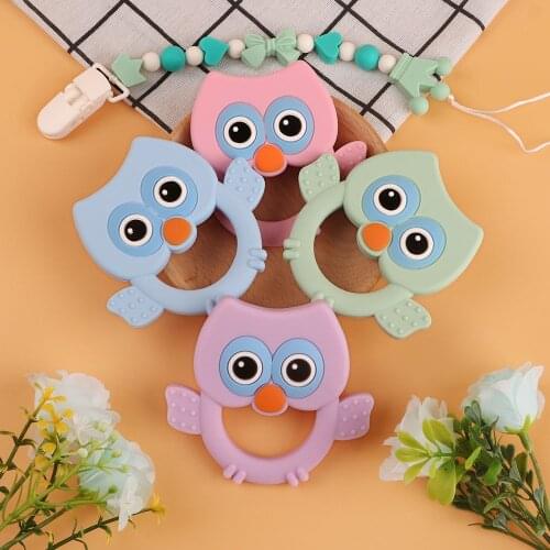 Kovict 5/10Pcs Baby Animal Silicone Teethers Cartoon Owl Pacifier Chain Accessories Children Teether Chewable Nursing Toys
