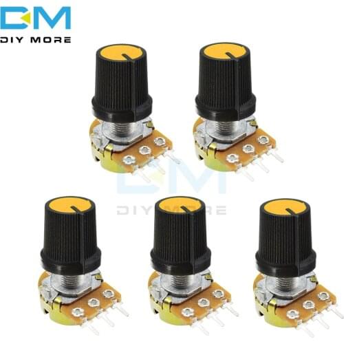 5PCS 3P 3PIN WH148 Rotary Potentiometer With Cap 1K 5K 10K 20K B50K B100K B500K Ohm Linear Taper 3 Pin Potentiometer For Arduino