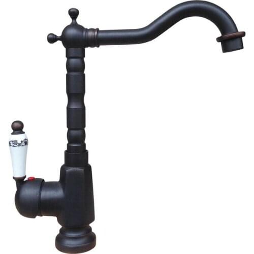 Black Oil Rubbed Brass Single Hole Single Ceramic Lever Handle Kitchen Sink Basin Faucet Mixer Tap Swivel Spout anf334
