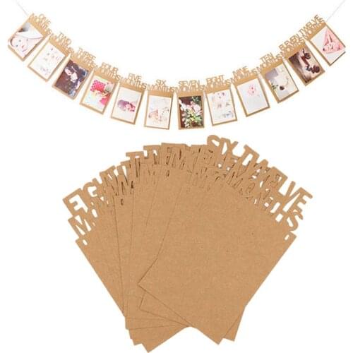 Baby Birthday Banners 12 Months Photo Bunting Baby Shower Paper Garland Boy Girl 1st Birthday Party Decoration Supplies