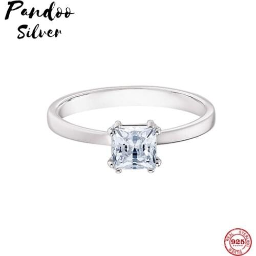 PANDOO Fashion Charm Pure 925 Silver Original 1:1 Copy, Simple Design Elegant Wild Ring Ring Female Luxury Jewelry Gift
