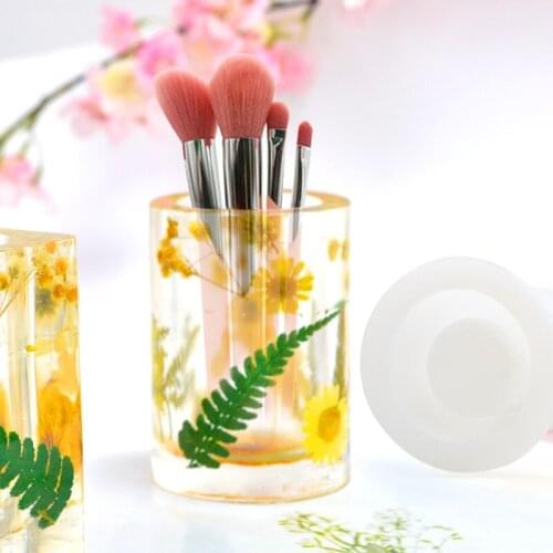 Round Square Cup Pen Holder Silicone Mold Storage Box Epoxy Resin Mold Desktop Organizer Office School Decorations Making Tools