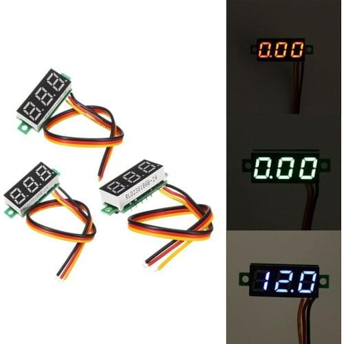0.28 Inch Mini Digital Voltage Indicator DC 0-100V 3 Cables with Protection Black/Green/Red Battery Tester for RC Models Drone