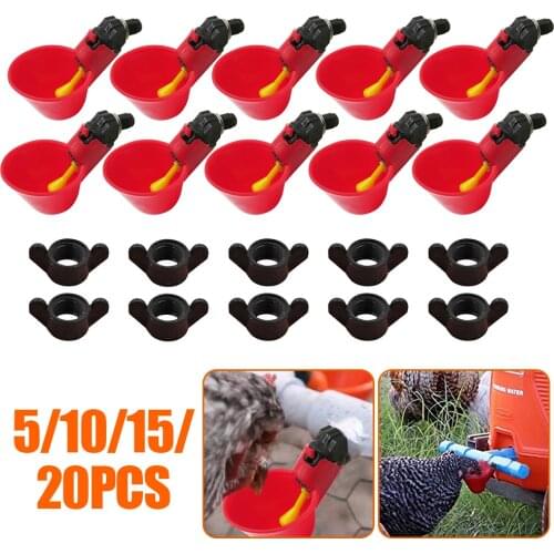 Chicken Quail Hanging Water Cups Set Nipple Drinking Bowl Birds Water Bowl Drinker Cups for Backyard Automatic Poultry