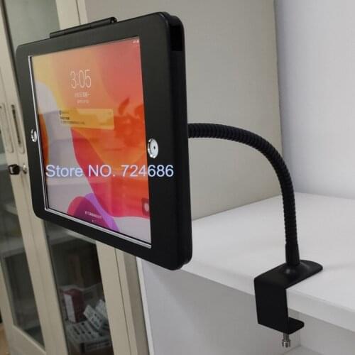 For iPad 2/3/4 /air/pro 9.7" table clamp holder with security lock casing office display countertop mount flexible gooseneck