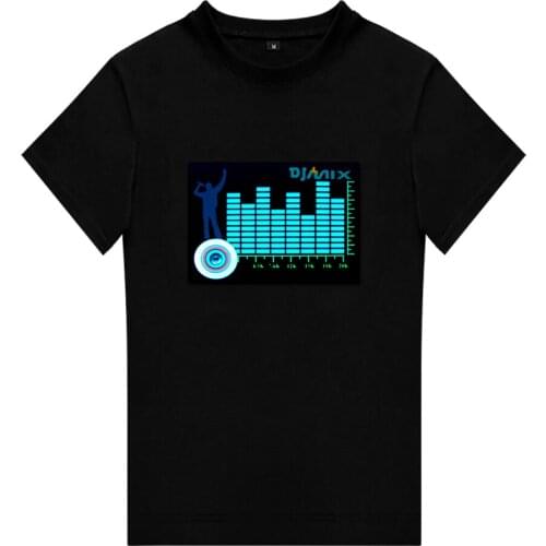 Wholesale Party Rock Disco Dj Sound Activated Light Up Flashing Cotton Led El Panel Tshirt