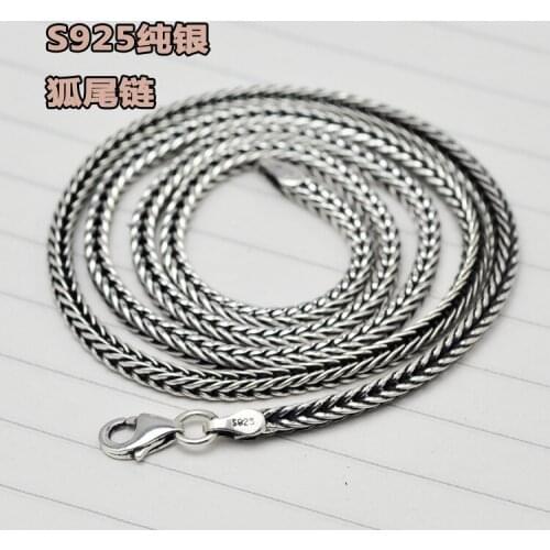 Thai Silver Fox Tail Necklace Men Sterling Silver Personality Retro Snake Chain Thai Buddha 925 Imports Authentic