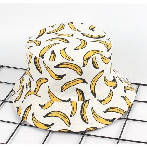 Men Women cute Banana Bucket Hat Summer Bucket Cap Banana Print Yellow Hat Bob Hats Hip Hop Gorros Fishing Fisherman Hats #PT5
