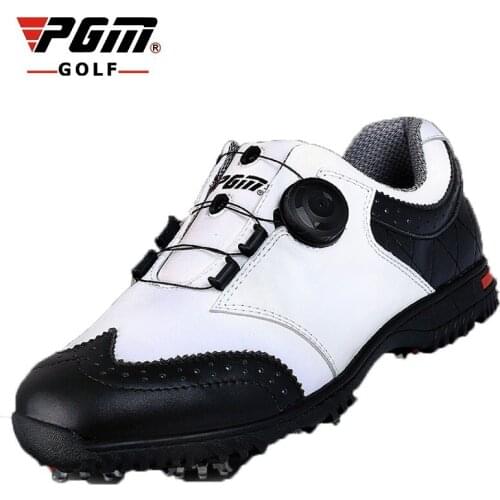 Pgm Golf Shoes Men Anti-Skid Sports Sneakers Spike Genuine Leather Golf Shoes Outdoor Lace Up Knobs Buckle Footwear AA51035