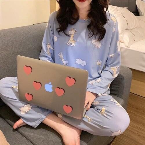 BZEL Simple Sleepwear Pyjamas Womens Pajamas Cotton Short Sleeve Ladies Pijama Sets Homewear Cute Cartoon Lounge Wear T-shits