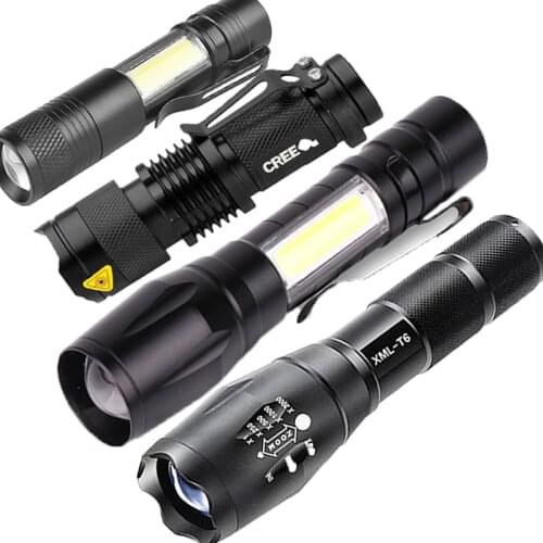 25000LM LED Flashlights Portable 5 Modes Bicycle Flashlight Camping Torch Zoomable Hand Light Waterproof Torch Pocket Flashlight