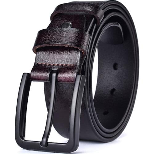 Mens Belts Genuine Leather Belt Casual Formal Top Cowhide Belt Classic Luxury Business Black Pin Buckle Male Belt Man