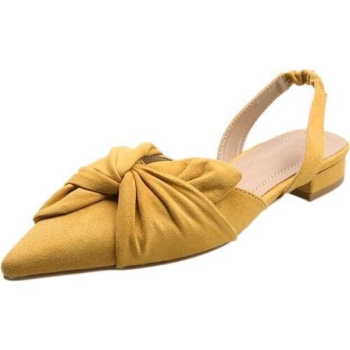 Women Sandals Pointed Toe New Summer Fashion Rome Butterfly-Knot Elastic Band Breathable Shoes Slides Solid Casual Female