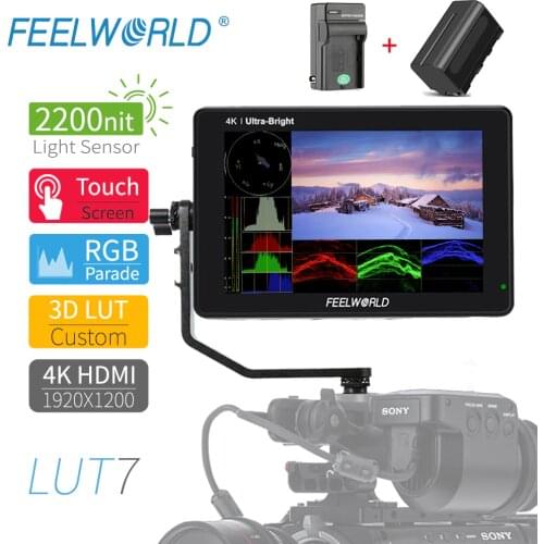 FEELWORLD LUT7 Touch Screen 2200cd/m 3D LUT DSLR Monitor 4K HDMI 7 inch Full HD 920x1200 IPS Display Field Monitor for Camera