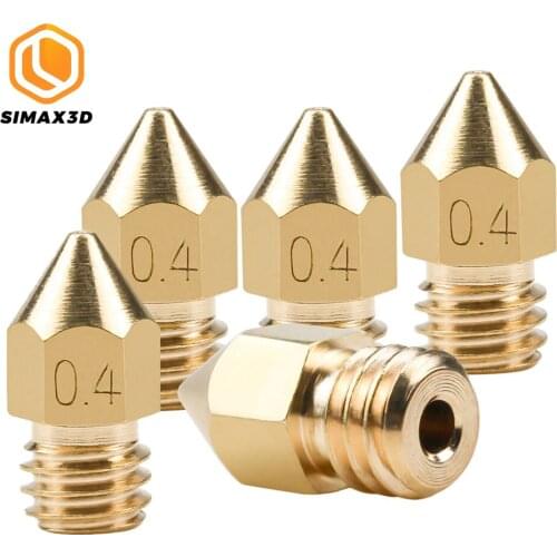 SIMAX3D 5pcs MK8 Brass Copper Nozzle 0.4MM Extruder Print Head Nozzle for 1.75MM CR10 CR10S Ender-3 3D Printer Accessories