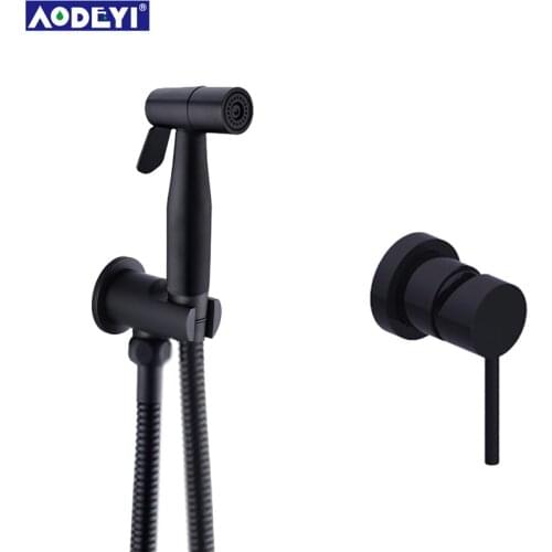 Solid Brass Black Bidet Toilet Handheld Bidet Spray Hot & Colde Bidet Faucet Shattaf Shower Sprayer Hold Hose