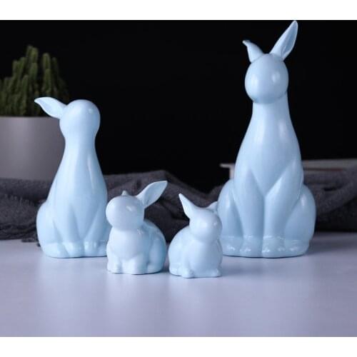 MODERN MINIMALIST CERAMIC RABBIT ORNAMENTS TV CABINET LIVINGROOM BEDROOM FIGURINES CRAFTS OFFICE DESKTOP ACCESSORIES DECORATION