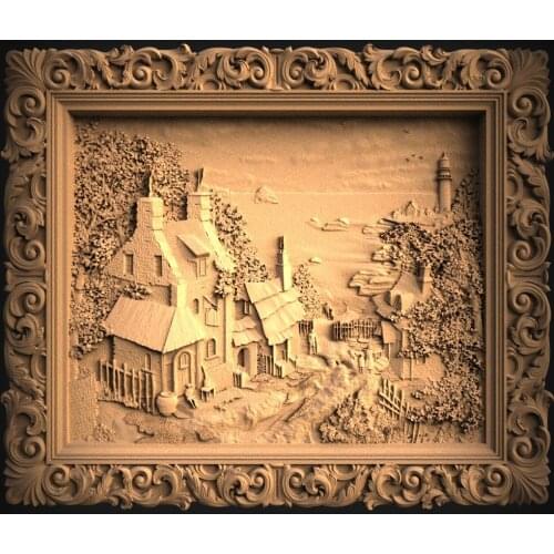 STL Model Town for CNC Router 3D Printer Artcam Aspire Bas Relief