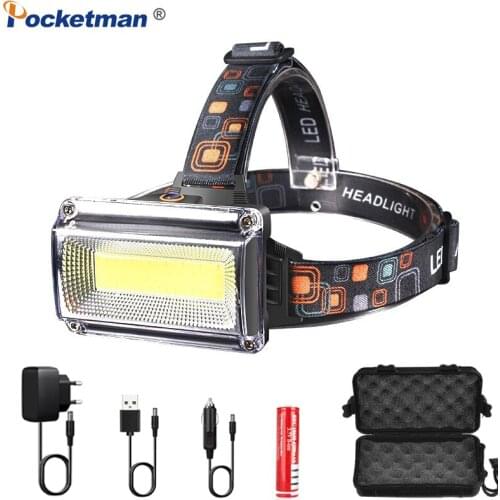 80000LM powerful COB LED Headlamp DC Rechargeable Head Lamp Torch Headlight 18650 Battery Waterproof Hunting Fishing Lighting