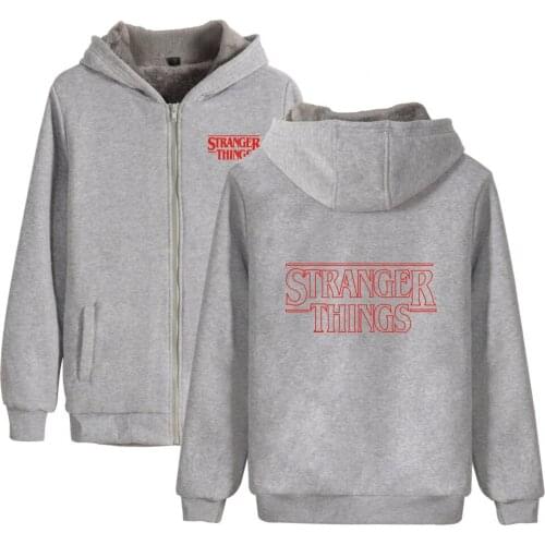 Stranger Things Villus Thicker Zipper Hoodies Sweatshirt boy girl thick Fluff warm Hooded Stranger Things unisex thick warm coat
