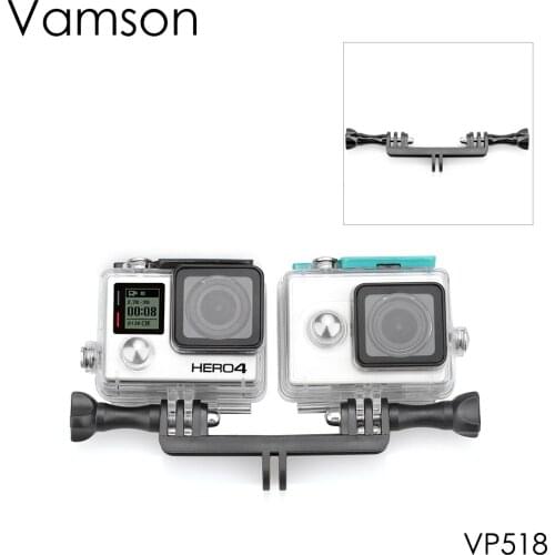 Vamson for Gopro Hero 7 6 5 accessories double bracket bridge connector adapter Monopod tripod for xiaomi YI for Sj4000 VP518