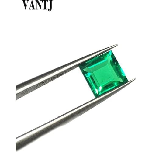 VANTJ Hydrothermal Lab Grown Created Emerald Loose Gemstone Square Cut Diy for Silver Gold Women Jewelry Random Delivery