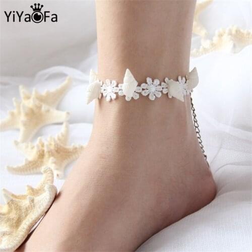 YiYaoFa Handmade Gothic Summer Style Beach Jewelry Vintage White Lace Anklets for Women Accessories Lady Foot Jewelry FL-09