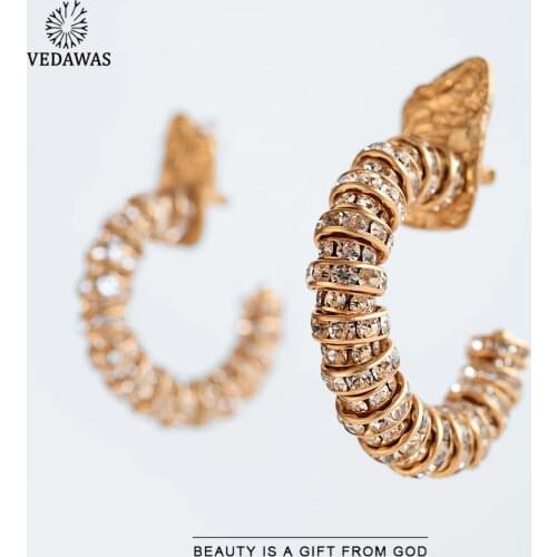 Vedawas ZA Gold Color Round Dangle Earrings Luxurious High-end Metal Statement Earrings For Women 2020 New Trend Fashion Jewelry