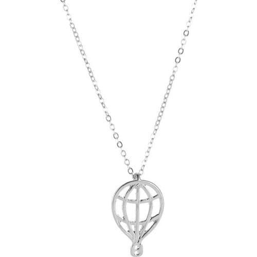 Cartoon Hot Air Balloon Pendants Thin Chain Elegant Silver Plated Rose Golden Necklaces For Women