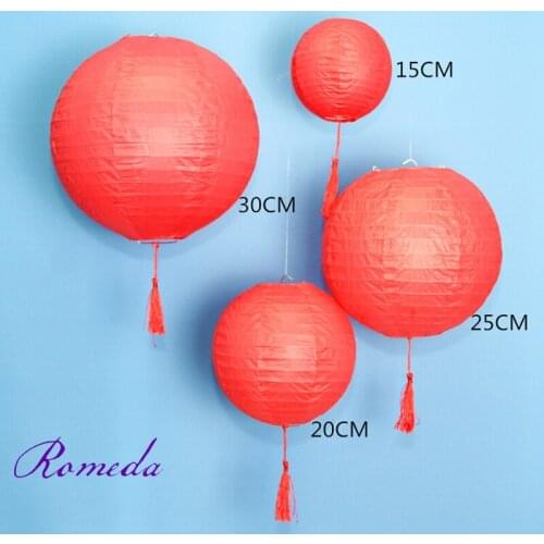 10pcs/lots Red Paper Lanterns With Tassels for Chinese New Year Party Decroration