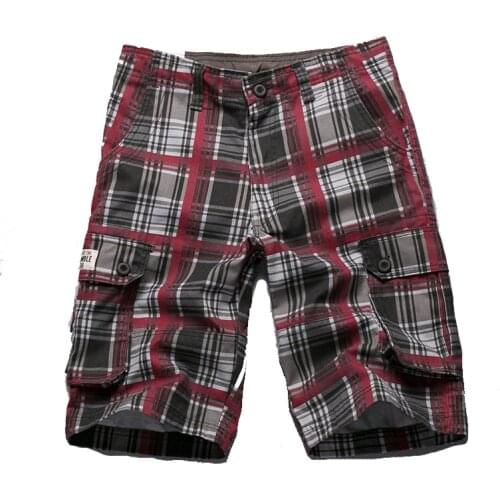 2018 Summer 100% Cotton Plaid Casual Shorts Men High Quality Cargo Men Shorts Beach Male Shorts High quality Plus Size 36 38