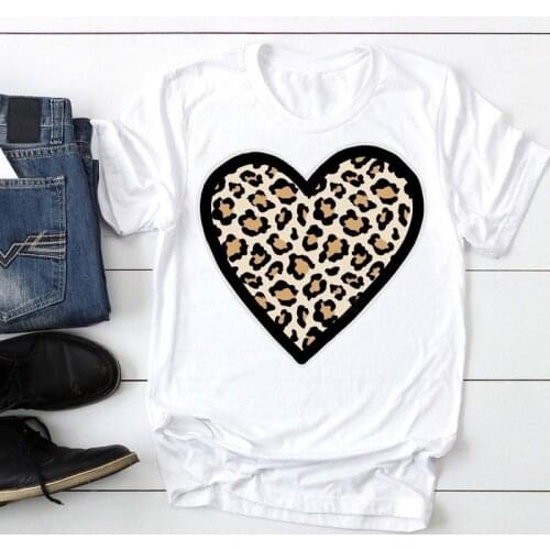 Women 2021 Leopard Love Printing 90s Fashion Cartoon Summer Graphic T Top Lady Print Tee Female Tshirts Clothes T-Shirt