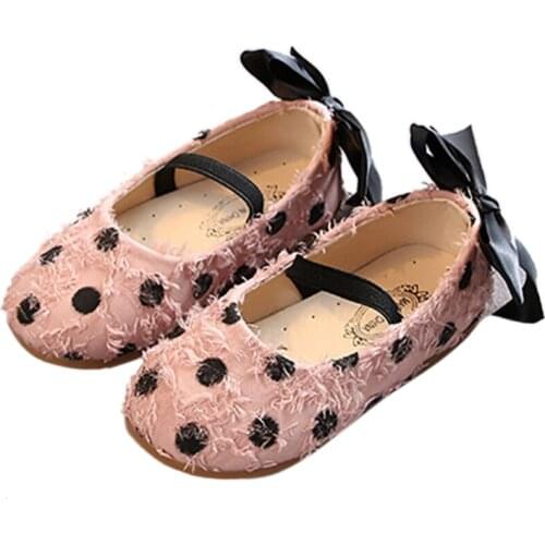 3 Colors Baby Kids Girl Princess Shoes Baby Wave point Shoes Cute Bow Soft Soled Non-slip Footwear Crib Shoes