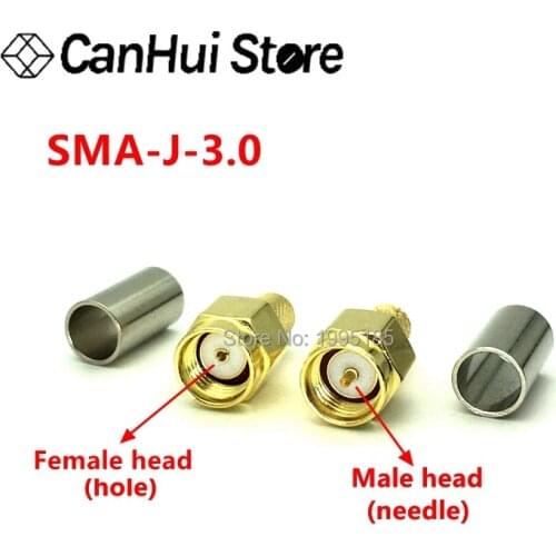 5PCS SMA Male/Female Connector SMA-J-3.0 Plug RF Coaxial Connector Crimp For RG58 LMR195 RG-400 RG-142 50-3 Cable RF SMA