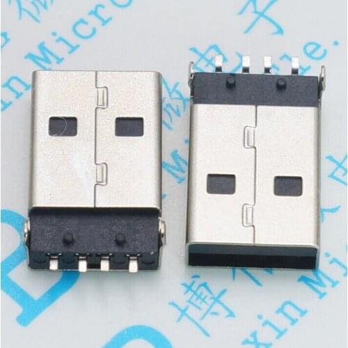 50Pcs Usb Black Patch Type A Patch Black Surface Mount A Male Pin Foot Smt Patch Usb 4Pin
