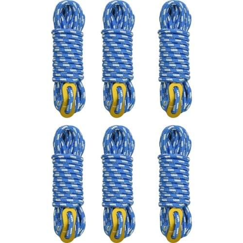 Geertop 6 Pack 5 mm Camping Guy Lines Tent Cords Lightweight Tent Rope with Aluminum Guylines Tent Lines Tensioner for Tent Tarp